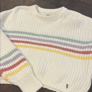 Hollister Women's Sweater - Cream with Multicolor Stripes